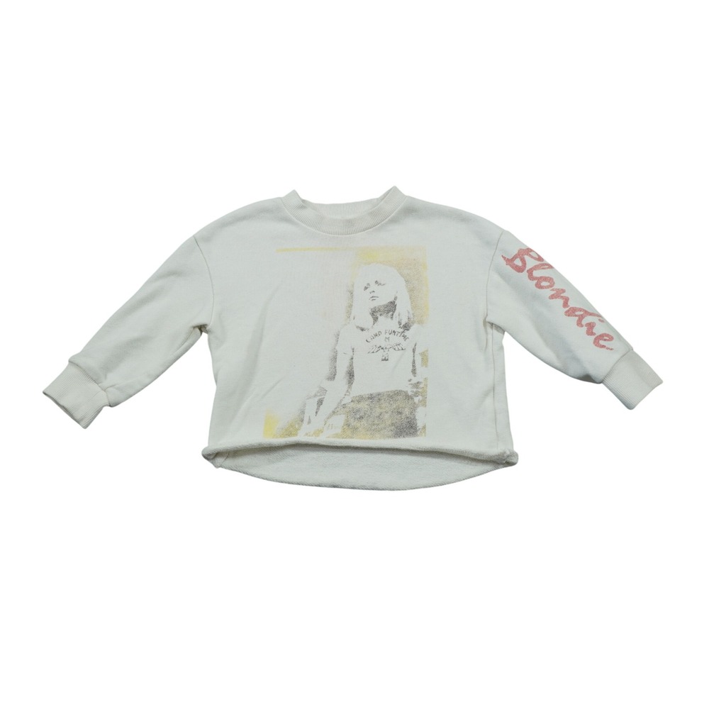 Junk Food Blondie Graphic Sweatshirt Baby Kids 12M Cream Pink Sleeve Raw Hem